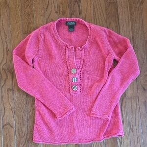 Eddie Bauer Coral Button-Front Sweater